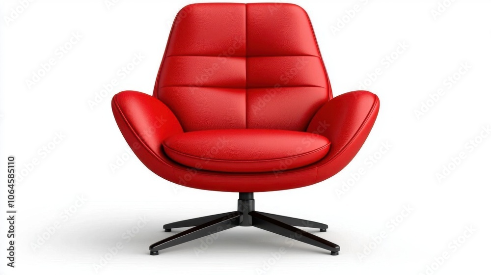 Naklejka premium A photostock of a modern red armchair on a white background, isolated and stylish.