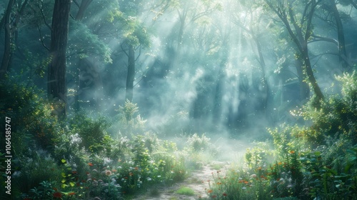 Sunbeams Through the Forest