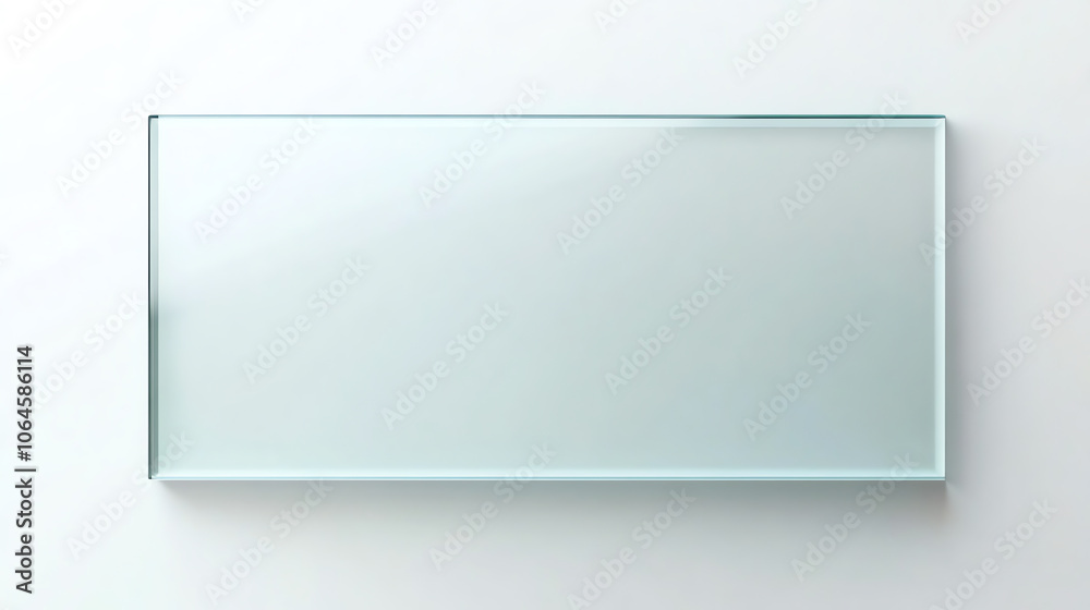 Glass rectangle with beveled edges on white surface Glass rectangle with beveled edges on white surface