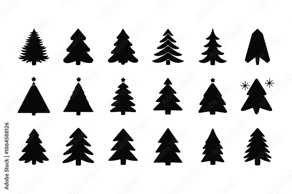 Obraz premium christmas tree silhouette vector boundle