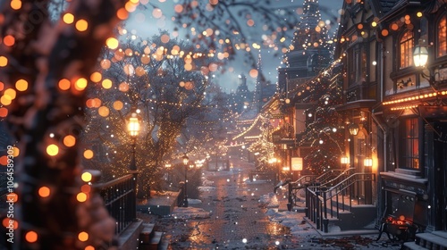 Snowfall on a Magical Christmas Street