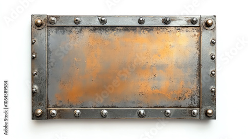 Rustic metal frame with rivets, industrial style