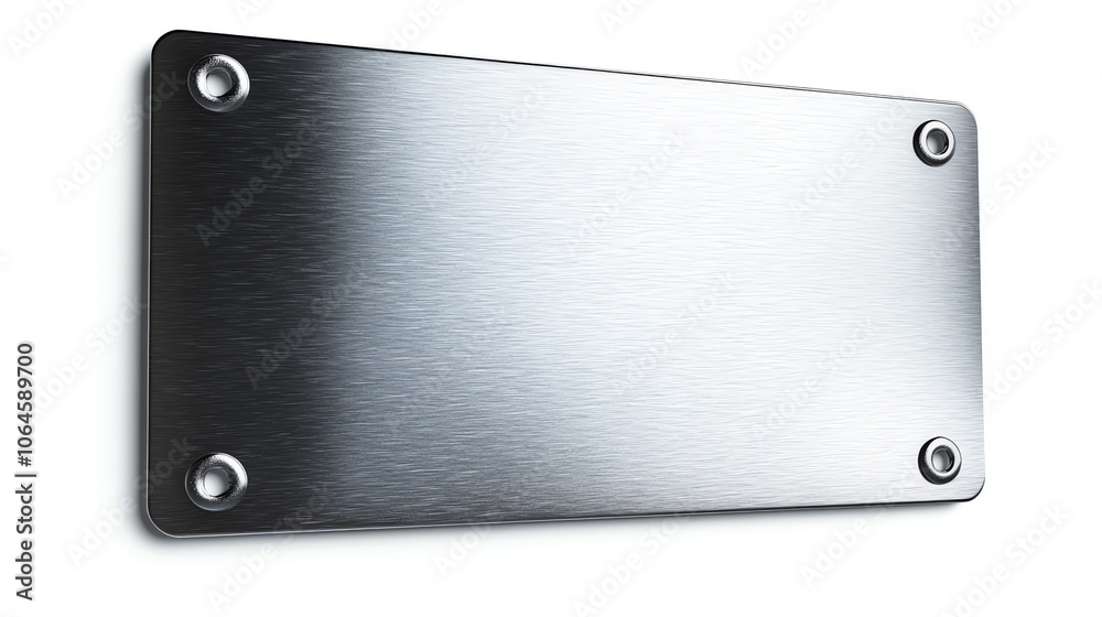Angled metal plaque with screws, professional design Angled metal plaque with screws, professional design