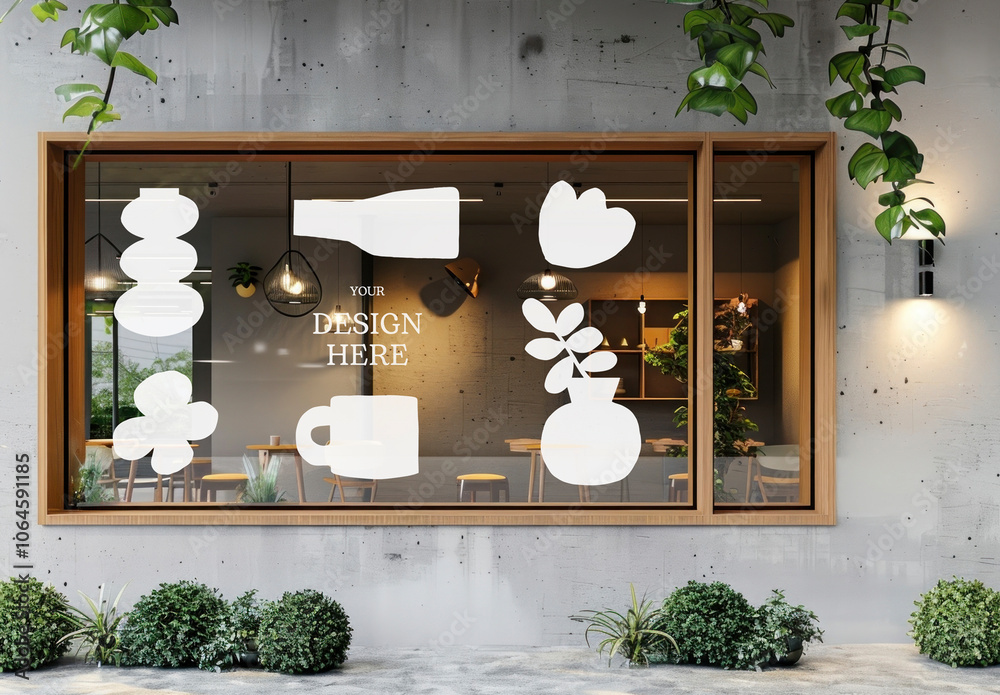 Shopfront Glass Window Display Mockup With Generative AI Stock Template ...