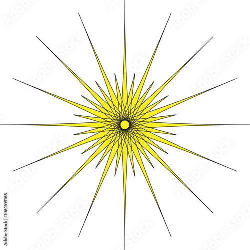 Bright Yellow Starburst on White Background photo