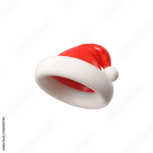 Vector 3d illustration of Santa Claus hat isolated on white background.