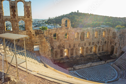 ancient amphitheatre at the acropolis, athens, greece