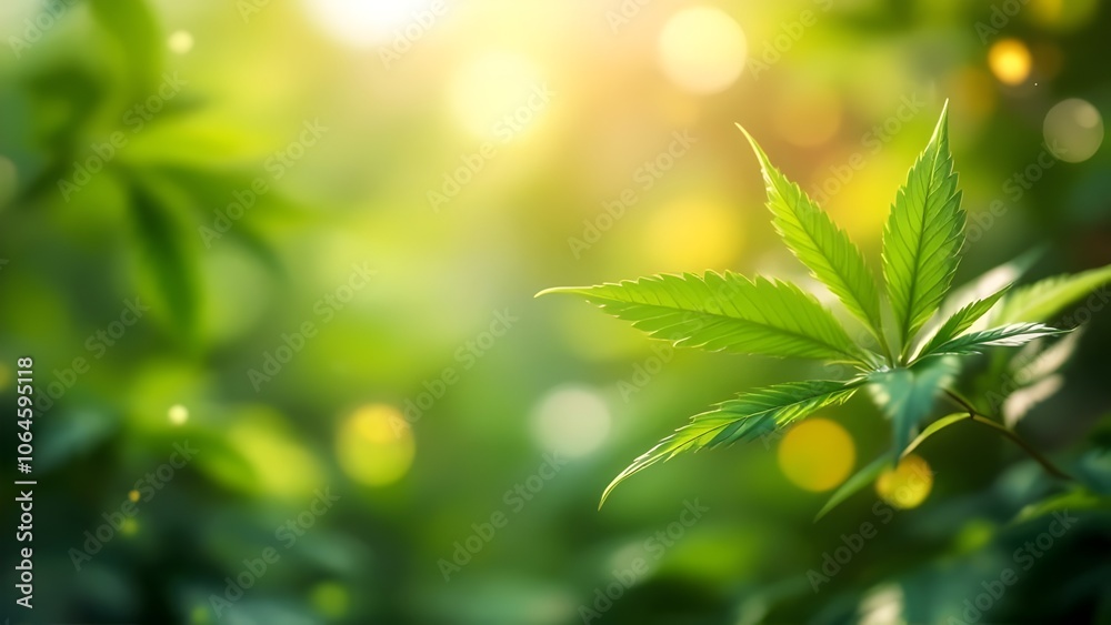 Obraz premium Cannabis Leaf: Marijuana, Hemp, Plant, Close-up, Green Background