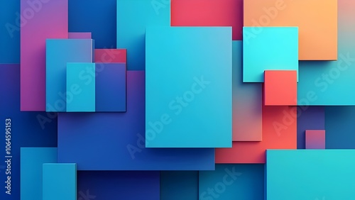 Abstract Geometric Background: Colorful Squares, Layered, Gradient