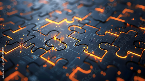 digital representation of api integration interlocking puzzle pieces abstract tech background
