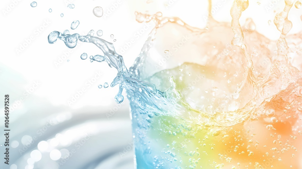 A dynamic macro shot of a sports drink being poured into a glass, with droplets splashing up and catching the light. The liquid is bright and vibrant, in colors like electric blue, lime green, or oran A dynamic macro shot of a sports drink being poured into a glass, with droplets splashing up and catching the light. The liquid is bright and vibrant, in colors like electric blue, lime green, or oran