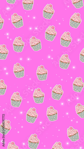 seamless pattern with cupcakes