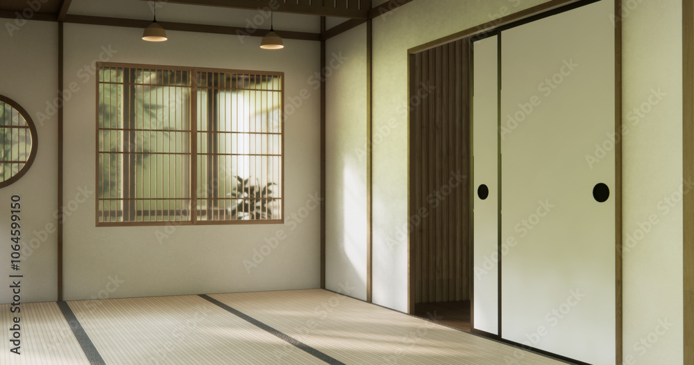 Fototapeta premium Muji style Empty modern japanese room minimal.