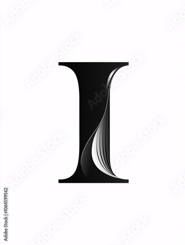 A modern design of the letter 'I' characterized by sleek lines and a strong presence, set against a clean white background.