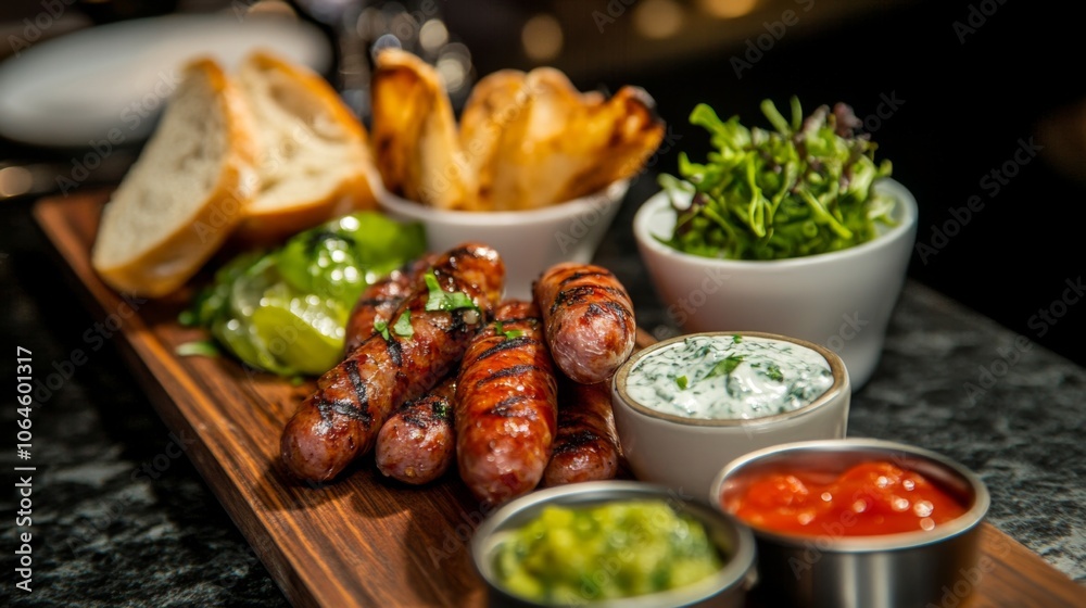 Delicious Plate of Grilled Sausages and Sides Delicious Plate of Grilled Sausages and Sides
