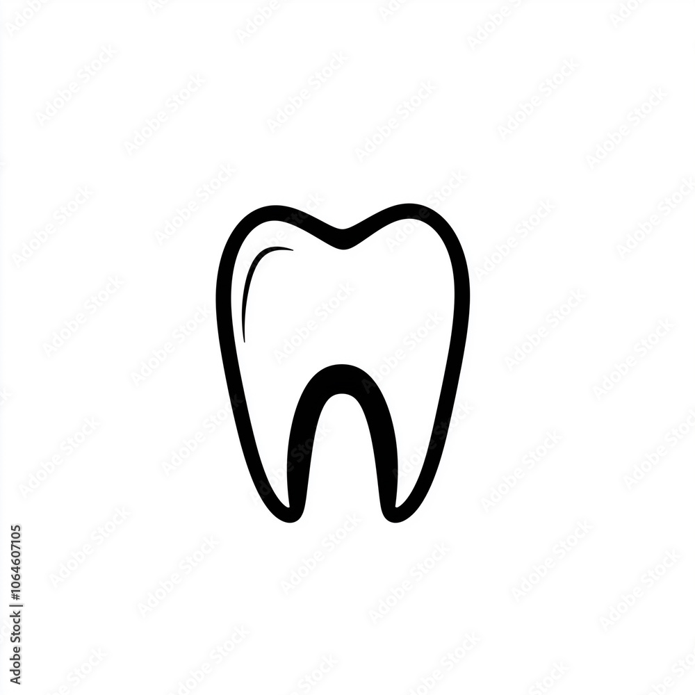 Minimalist Tooth Icon on White Background Minimalist Tooth Icon on White Background