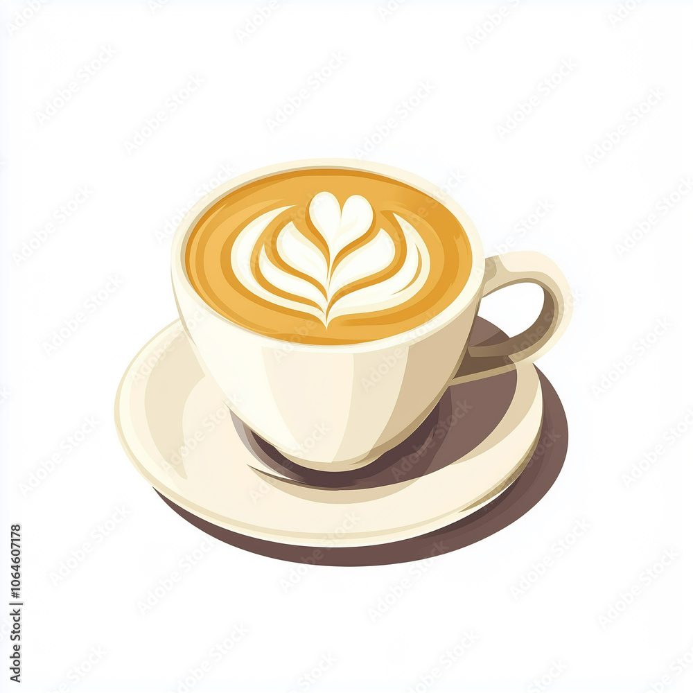 Minimalist Cappuccino Cup Icon on White Background Minimalist Cappuccino Cup Icon on White Background
