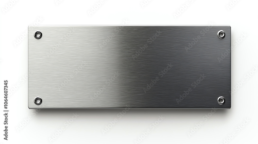 Brushed steel nameplate with mounting holes Brushed steel nameplate with mounting holes