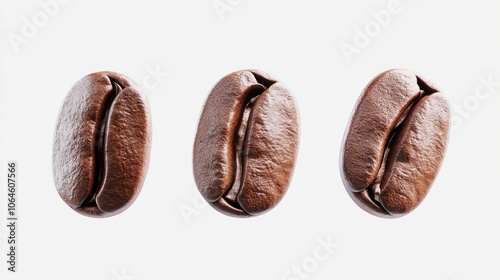 Flying Coffee Beans Suspended in Mid-Air Over a White Background Generative AI