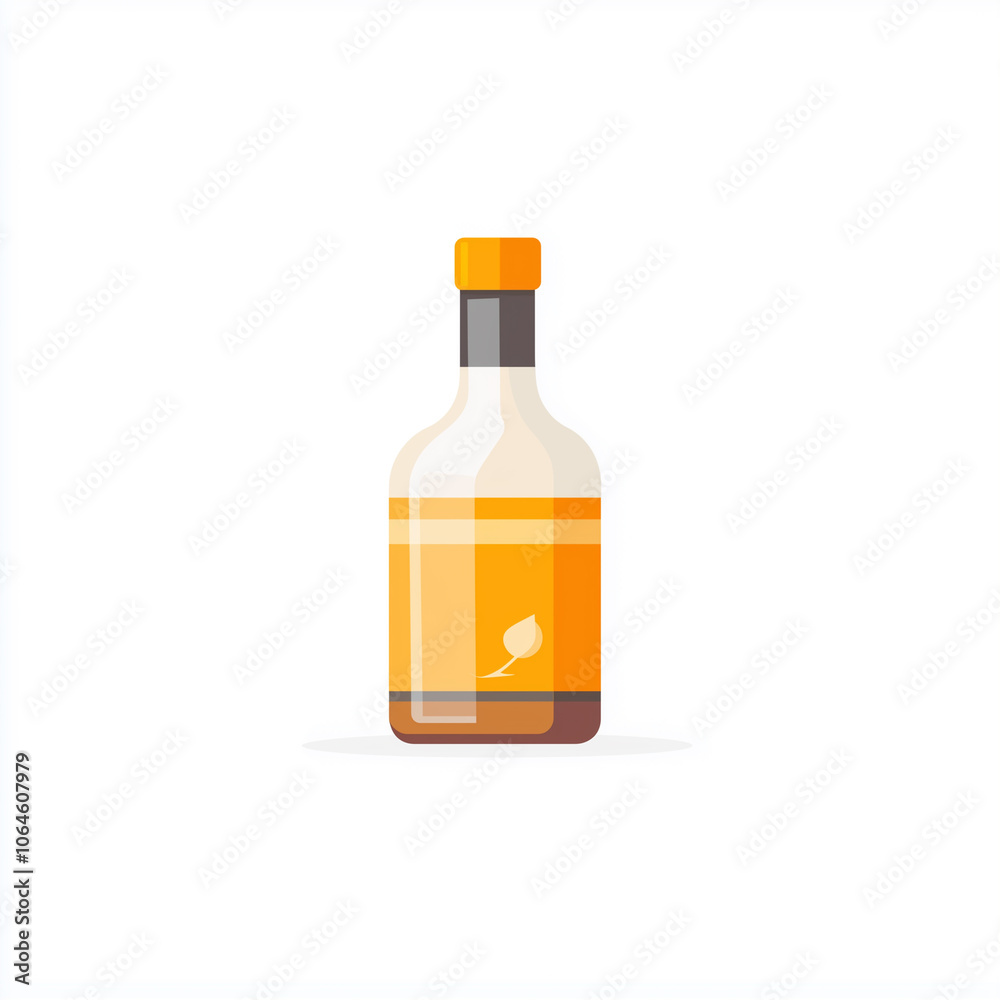 Minimalist Whiskey Bottle Icon on White Background