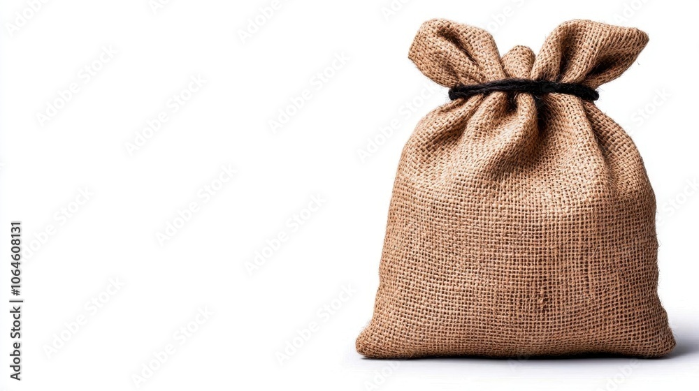 A photostock of a burlap sack on a white background, rustic and isolated. A photostock of a burlap sack on a white background, rustic and isolated.