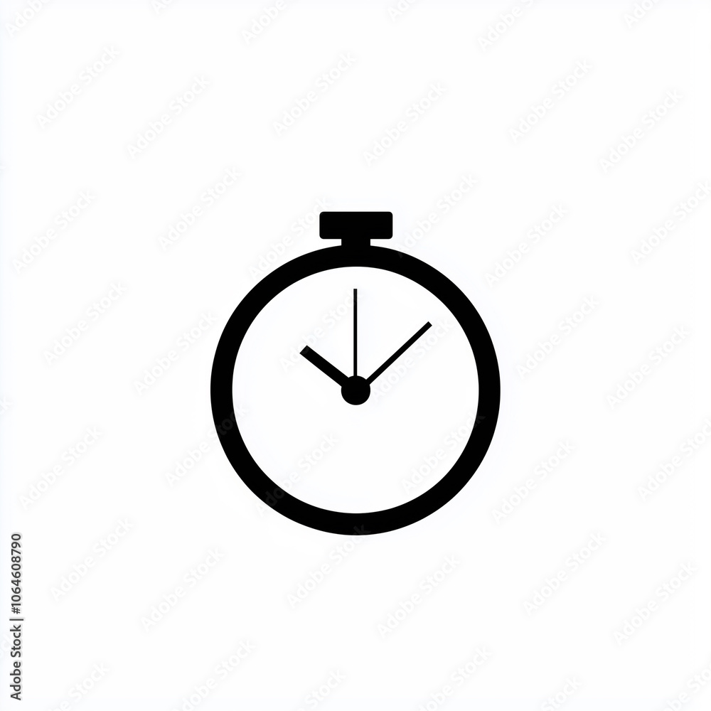 Minimalist Stopwatch Icon on White Background