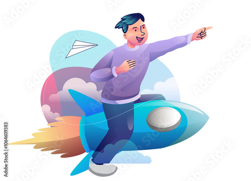 Obraz na płótnie Business concept illustrations. Startup Business, Successful startup management, online communication, e-commerce, project management, finance and marketing. w salonie