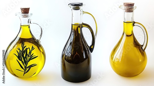 Handcrafted Tarragon Infused Olive Oil in Elegant Glass Bottles Generative AI photo