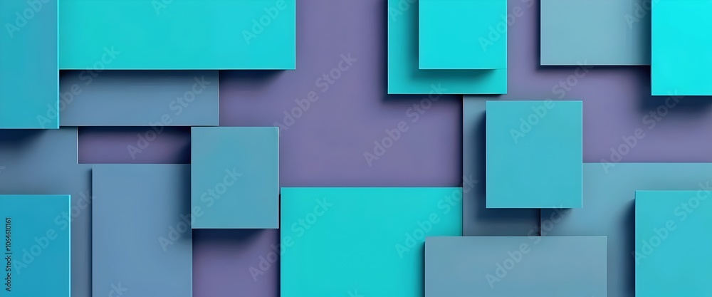 Abstract Geometric Background: Blue Squares, Layered Abstract Geometric Background: Blue Squares, Layered