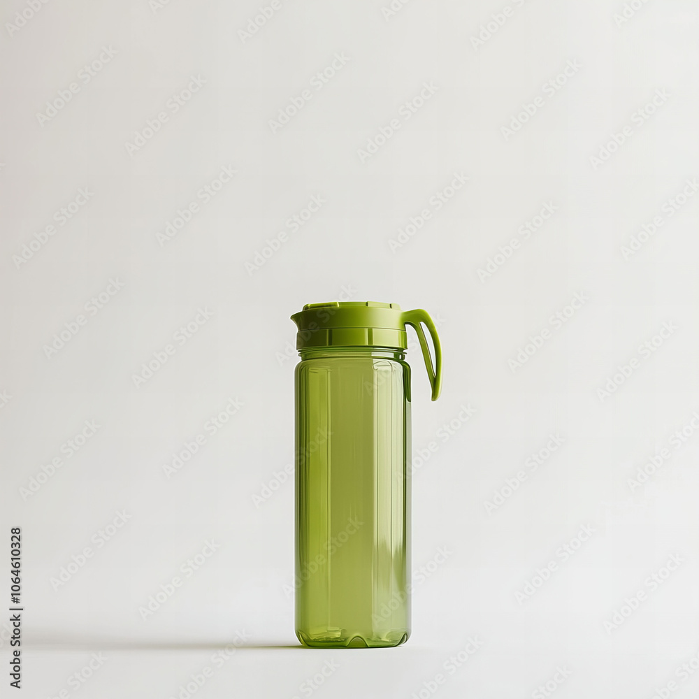 Minimalist green water bottle on a plain background, showcasing simplicity and functionality in design for everyday hydration needs. Minimalist green water bottle on a plain background, showcasing simplicity and functionality in design for everyday hydration needs.