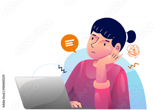 Obraz na płótnie Girl thinking concept illustrations. a woman confused looking for answers and creating solution. Innovation and problem solution w salonie