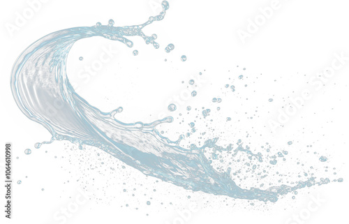 Dynamic High Detailed Water Splash Against on a Transparent Background