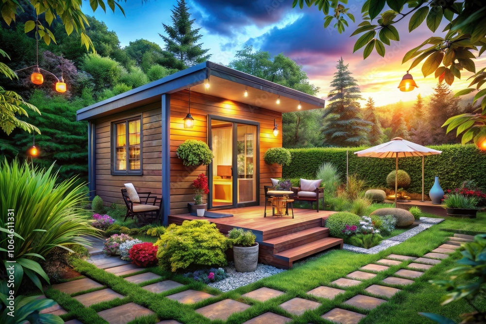 Fototapeta premium Accessory Dwelling Units: Tiny House Trends, Building Regulations, and Benefits for Renting and Design Concepts