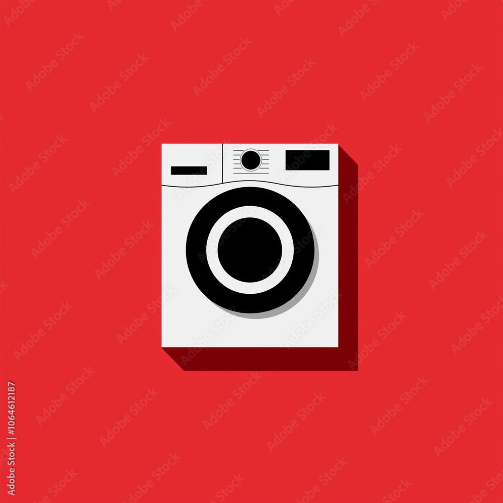 Minimalist Washing Machine Icon on White Background Minimalist Washing Machine Icon on White Background