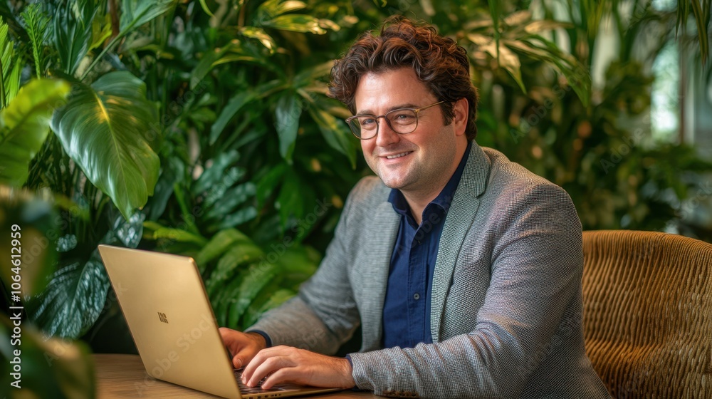 The Man with Laptop Smiling The Man with Laptop Smiling