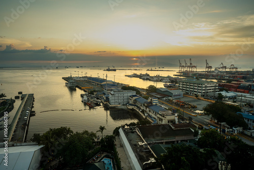 Nov 1, 2024 Beautiful Sunset at Manila Ship Port in Manila Bay, Manila City, Philippines