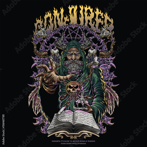Evil Wizard With Text Illustration 