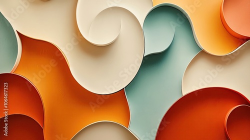 Colorful abstract paper swirl design. photo