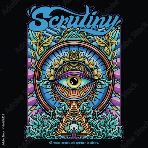 Pyramid Eye With Text Illustration 