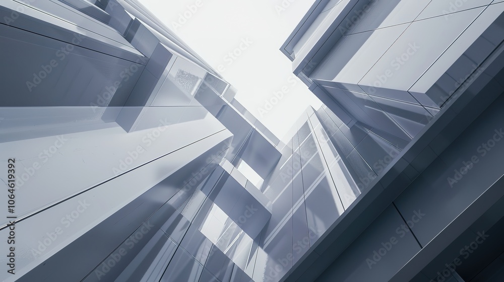 Fototapeta premium Grey White Line Building Structure 3D Background - a modern and architectural visual. The grey and white lines create a striking and structured atmosphere.