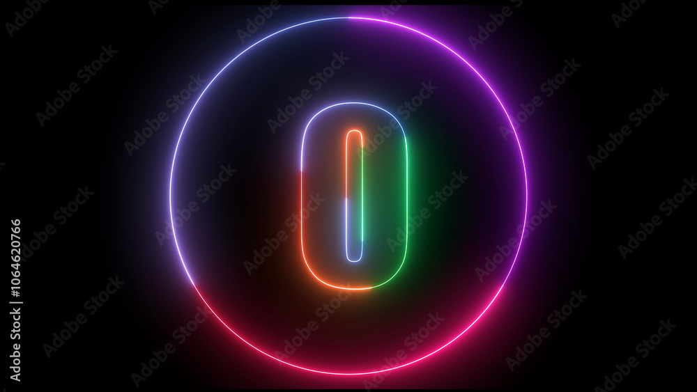 glowing Neon number 0 with neon circle illustrion on black background, the best digital Education concept. glowing Neon number 0 with neon circle illustrion on black background, the best digital Education concept.