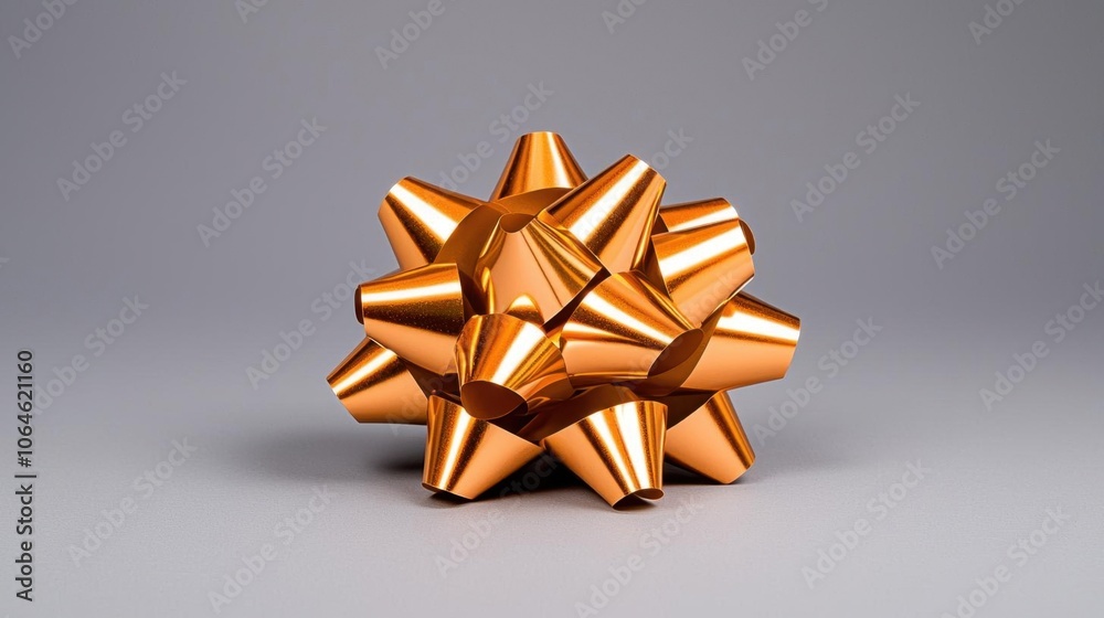 A photostock of a gold gift bow on a white background, isolated and festive. A photostock of a gold gift bow on a white background, isolated and festive.