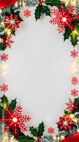 christmas background with holly and berries