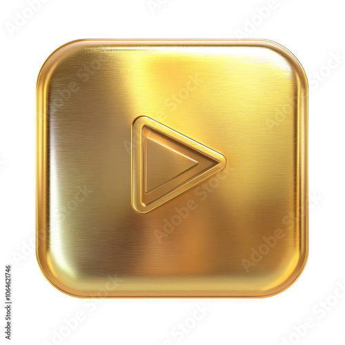 Golden play video button 3d icon