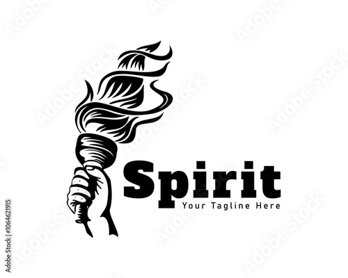 hand take torch fire art logo design template illustration inspiration