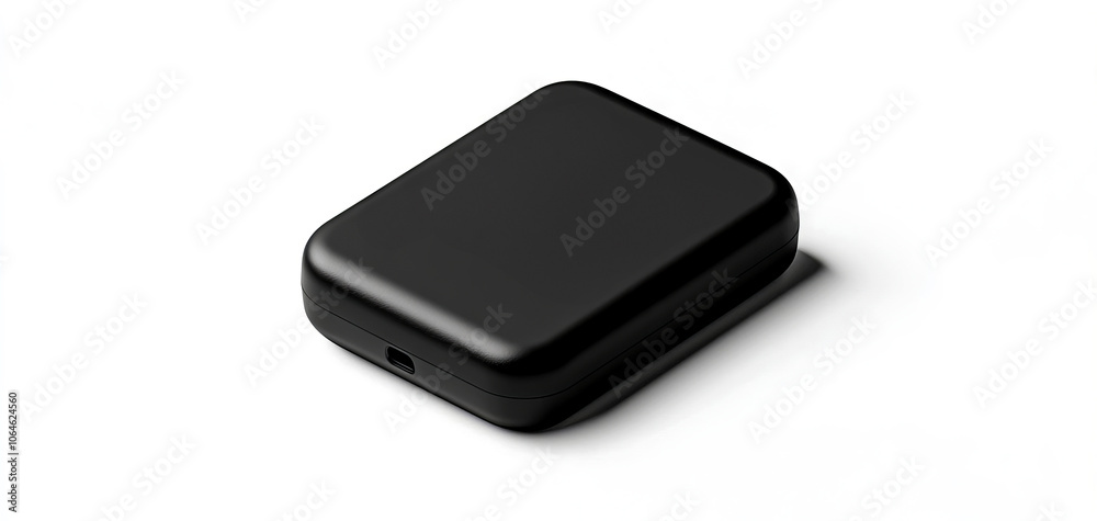 A sleek black device with a minimalist design, suitable for charging electronics or providing portable power. A sleek black device with a minimalist design, suitable for charging electronics or providing portable power.