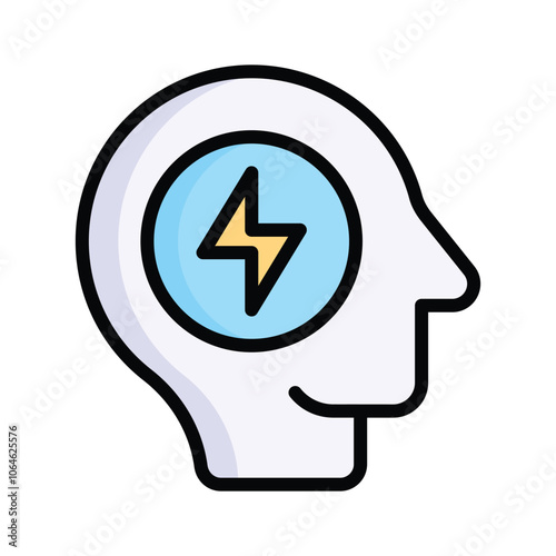 A head with a lightning bolt, symbolizing innovative thinking