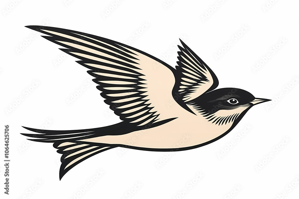 Obraz premium Soaring Bird in Flight with Minimalist Design