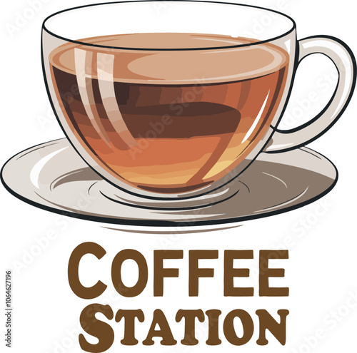 Coffee station banner, For coffee shop. Vector illustration