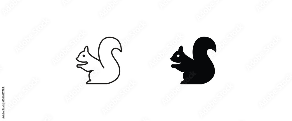 Squirrel icon Cute animal Nature line and flat icons set, editable stroke isolated on white, linear vector outline illustration, symbol logo design style Squirrel icon Cute animal Nature line and flat icons set, editable stroke isolated on white, linear vector outline illustration, symbol logo design style